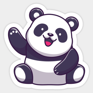 Cute Panda Waving Hand Cartoon Sticker